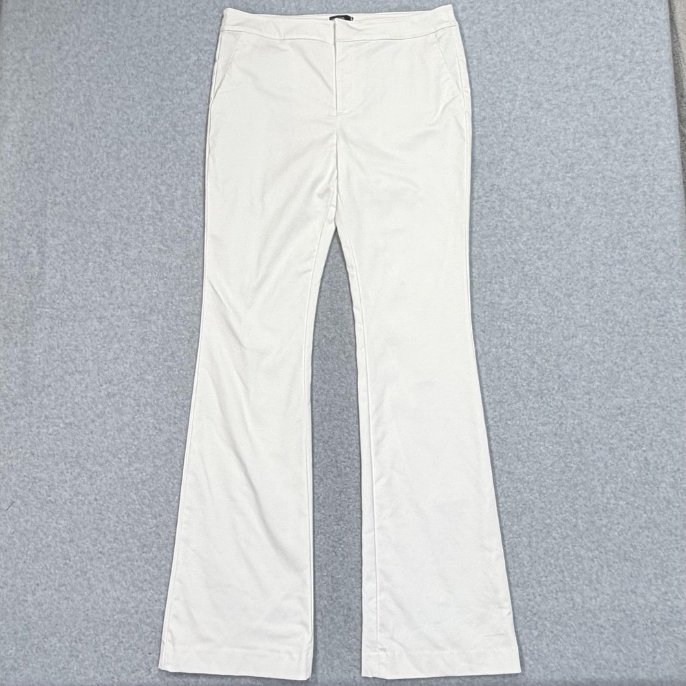 Valette Dress Pants Womens 12 White Flared High Rise Ponte‎ Stretch Business